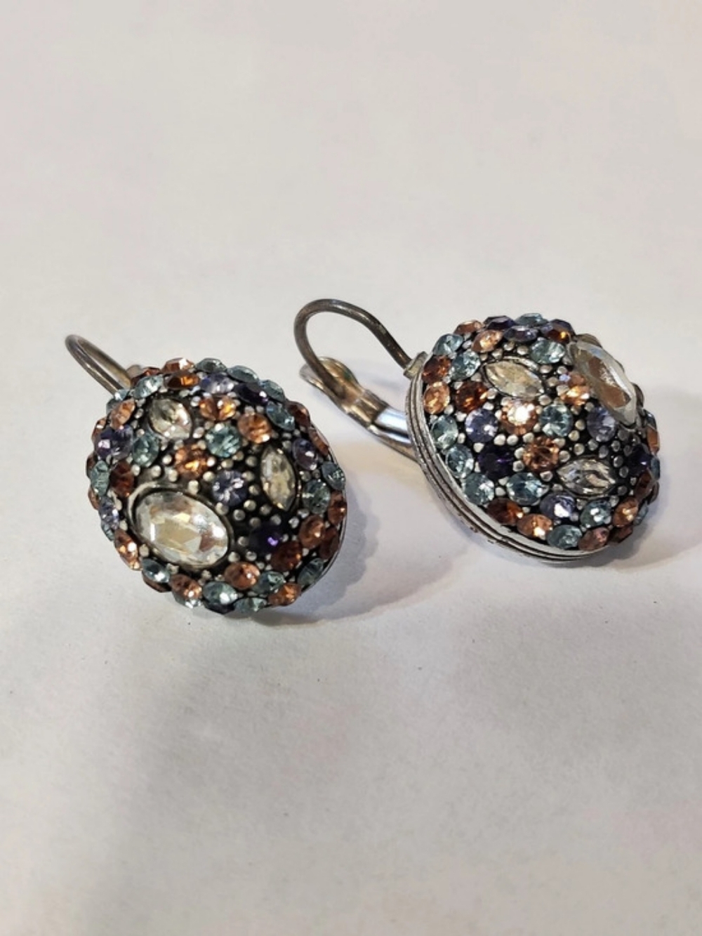 Brighton Pebble Pave Oval Hoop Earrings Multicolor